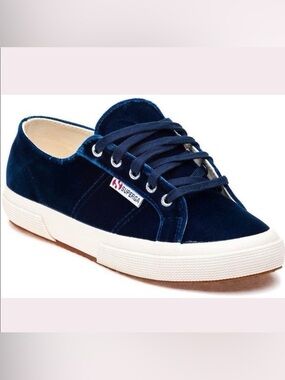 Superga 2750 Velvet Navy Blue Sneakers Womens 7 NWT Classic Italy